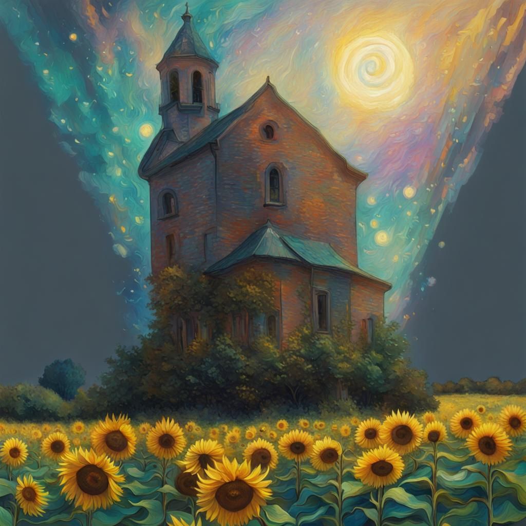 A field of sunflowers, van gogh style AI Generated Artwork