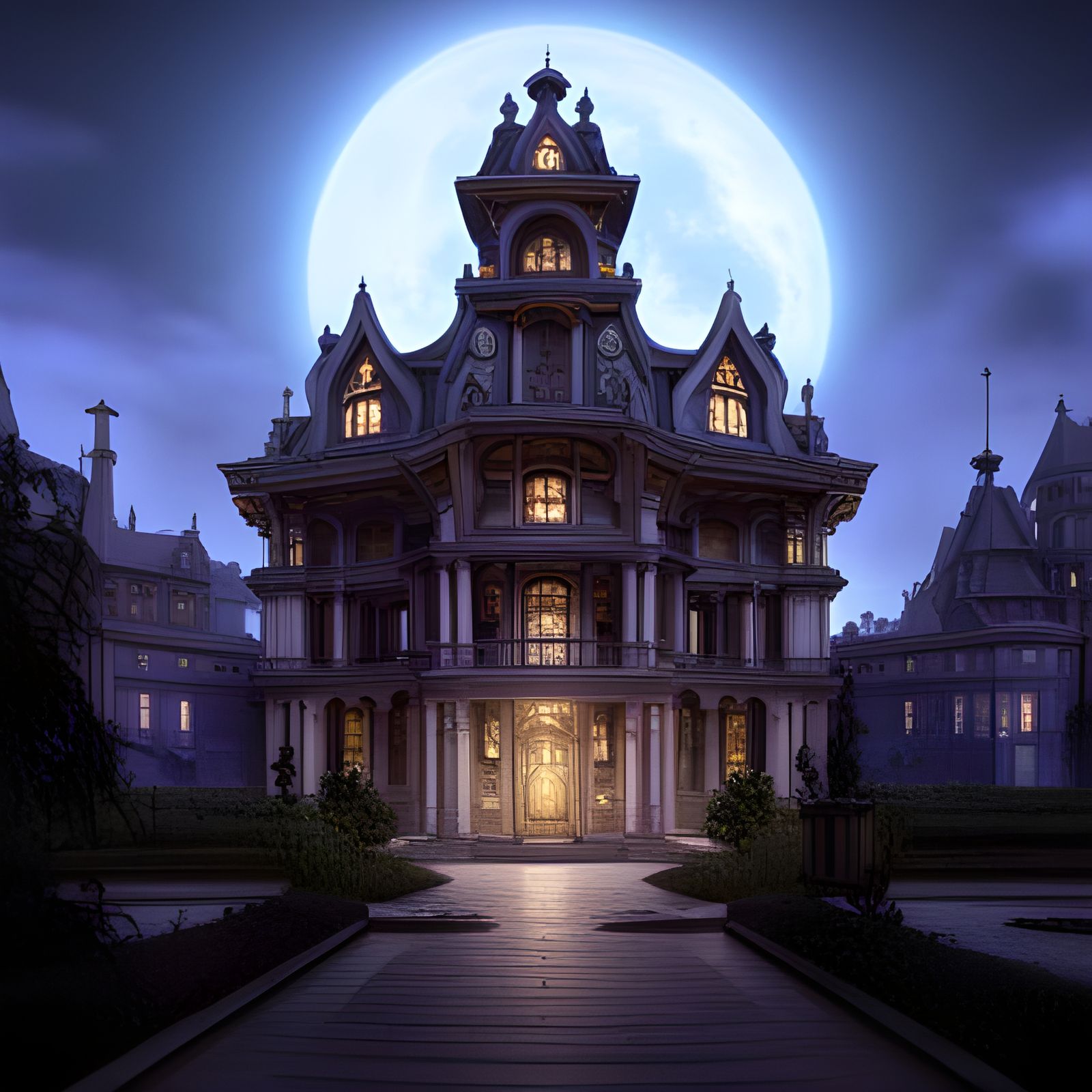 Murder Mystery Moonlight Mansion - AI Generated Artwork - NightCafe Creator