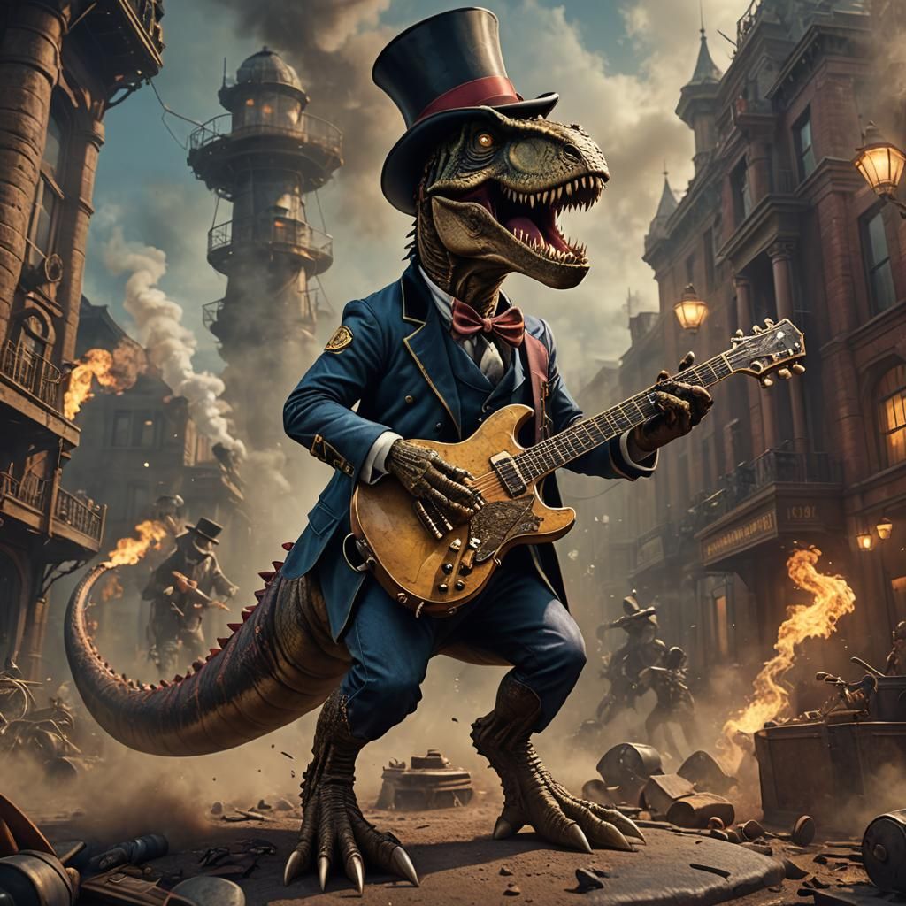 T Rex on guitar