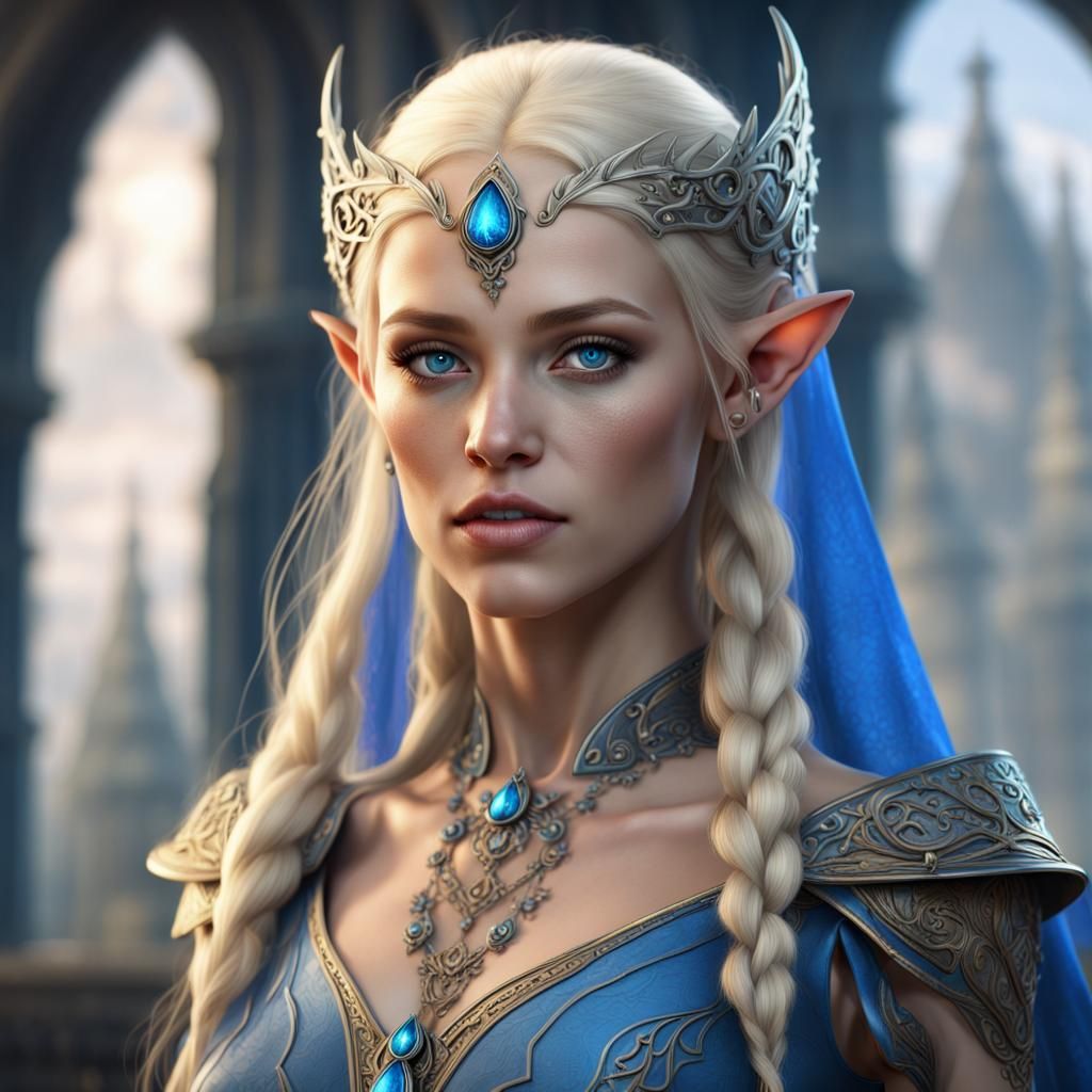 Elven Princess in Blue  by @GothPegasus