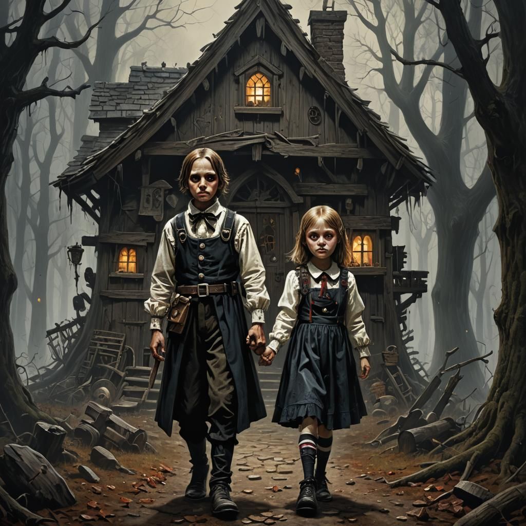 gothic horror hansel and gretel dark creepy fairytale AI Generated Artwork NightCafe Creator