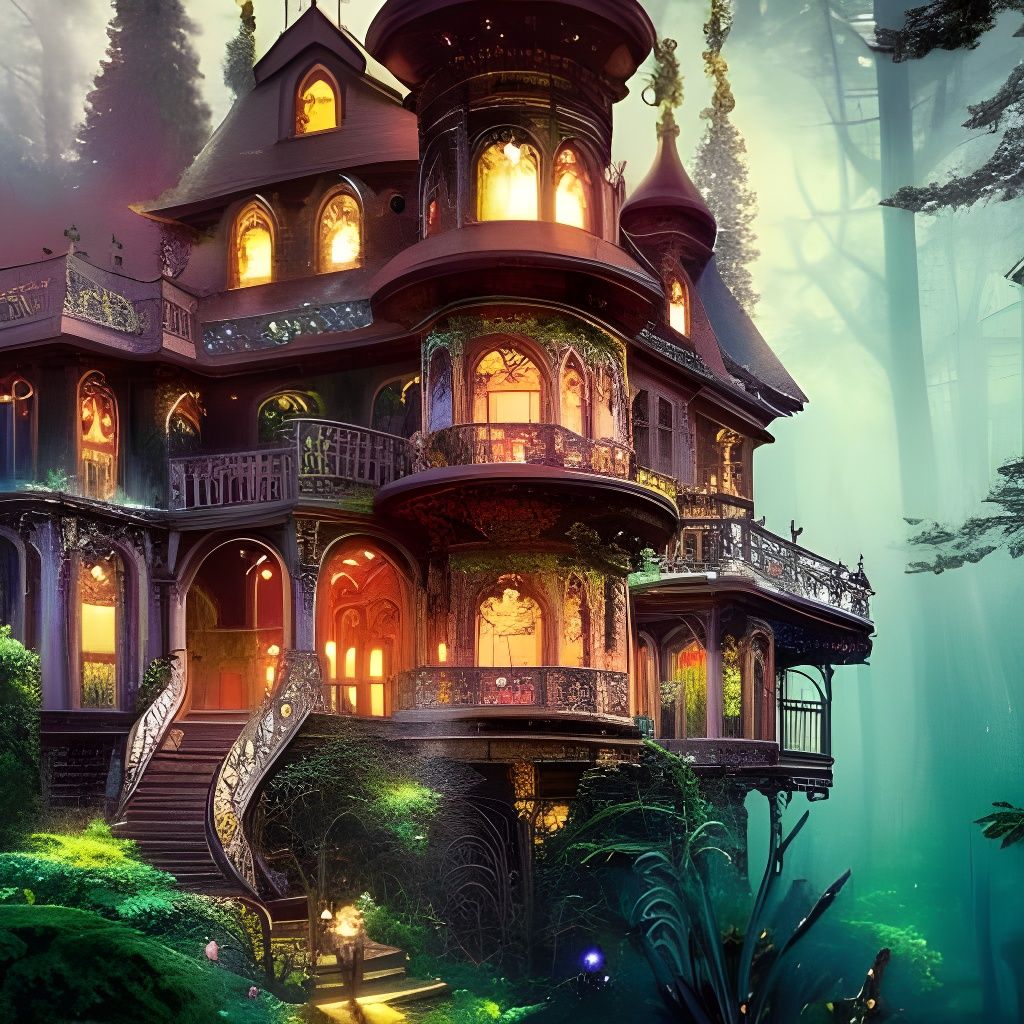 Mansion in the woods - AI Generated Artwork - NightCafe Creator