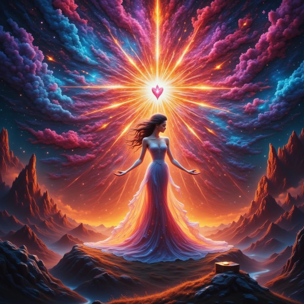 Sun glow devine being of Star love light <lora:Sparkle Night:1.0> 