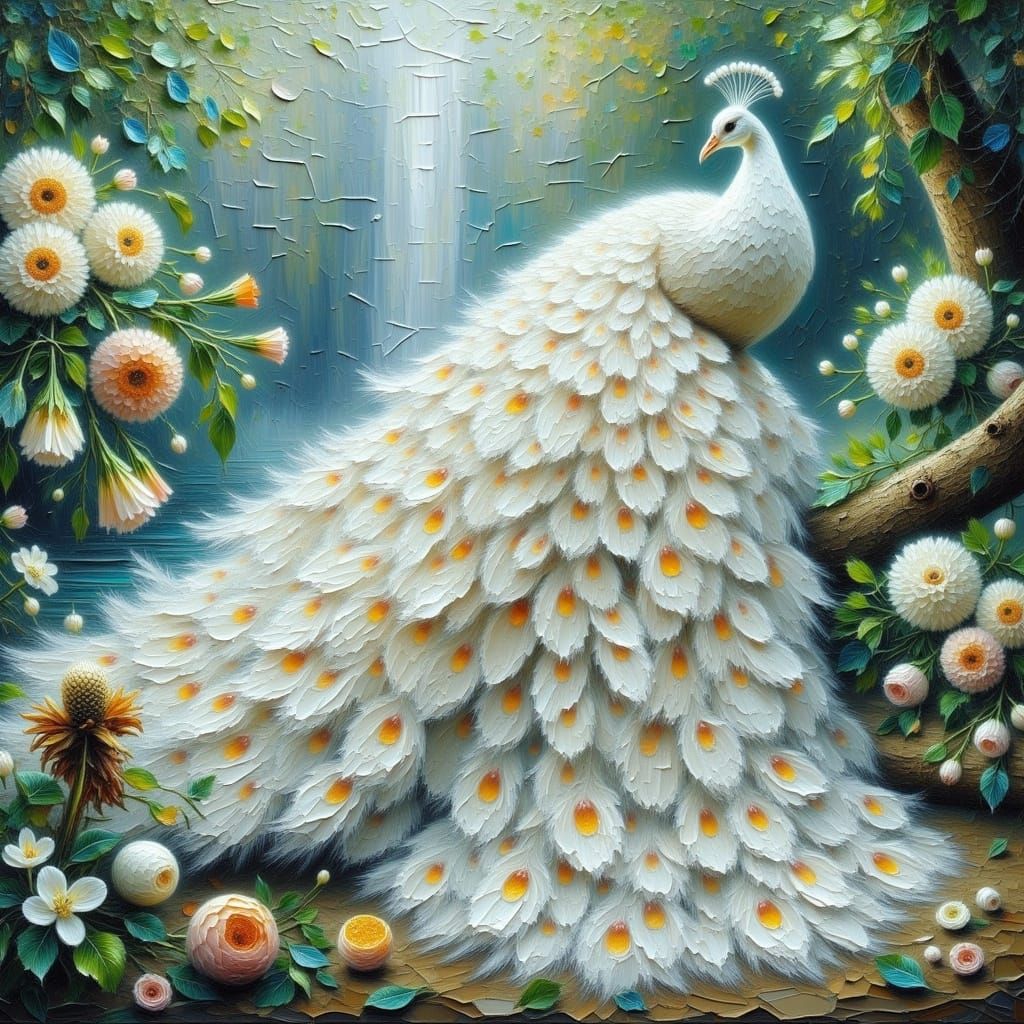 Albino peacock   by @Oma