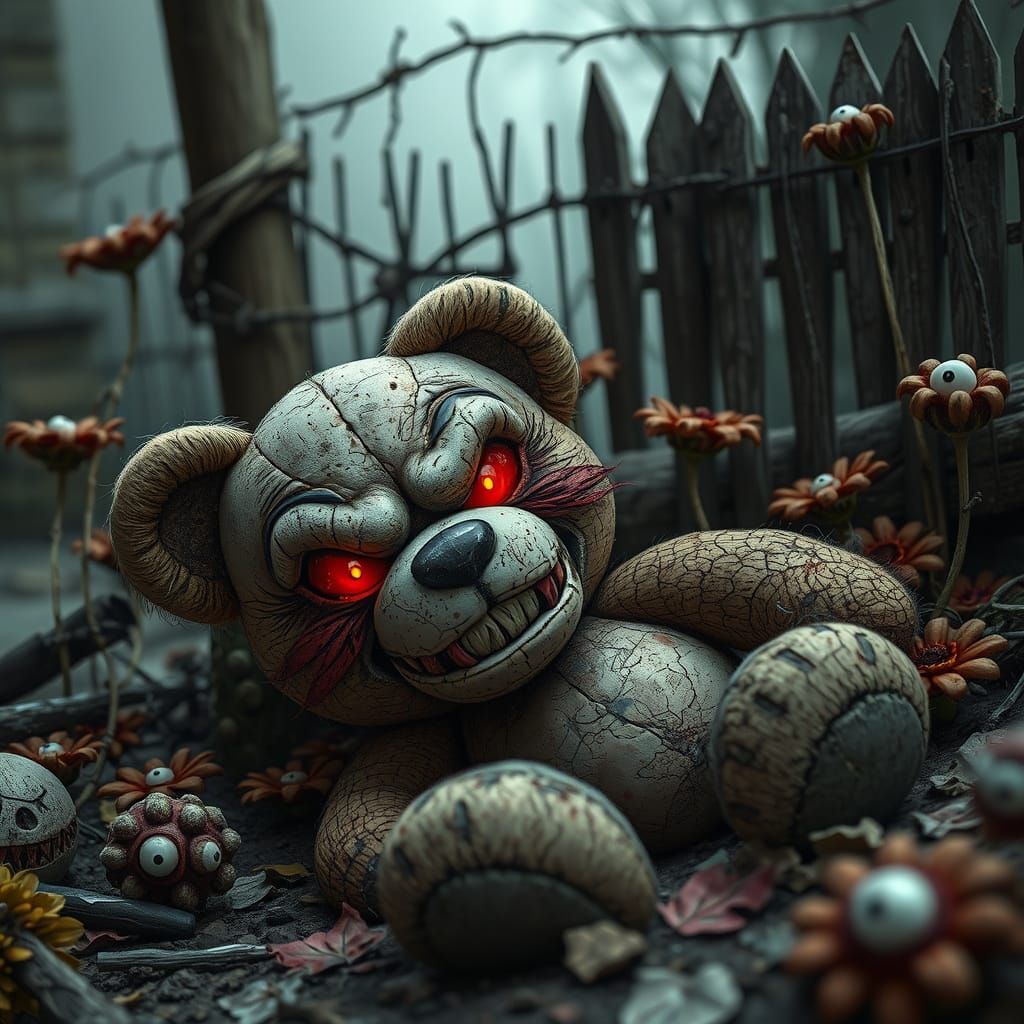 Discarded evil teddy bear  by @bronfoth