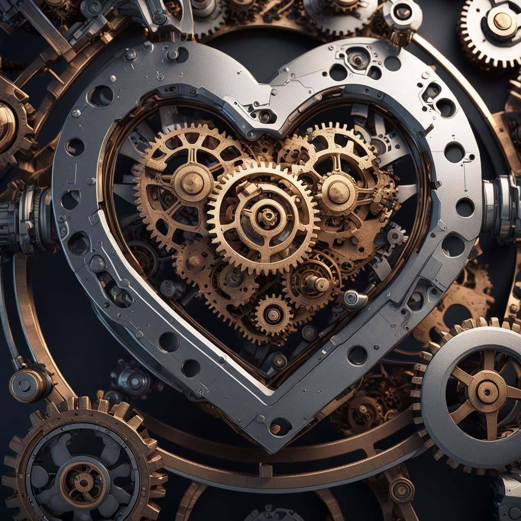 Mechanical Heart with Gears in Sci-Fi Style