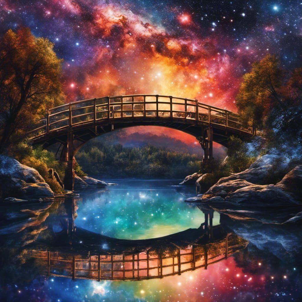 Bridge in front of starry sky