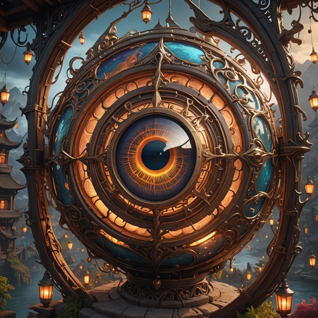 A beautiful lantern inside a giant eye