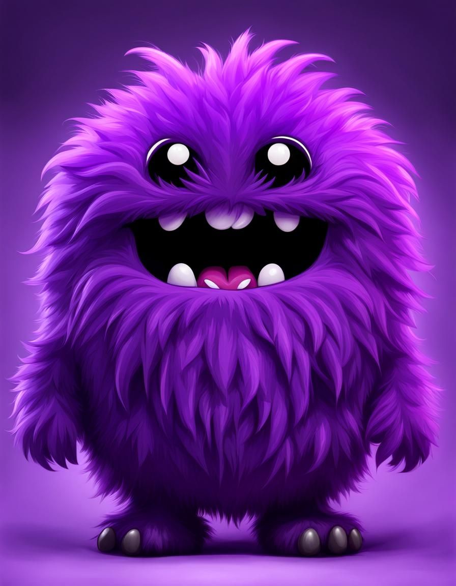 Premium AI Image  Creepy fluffy monster face smiling and laying