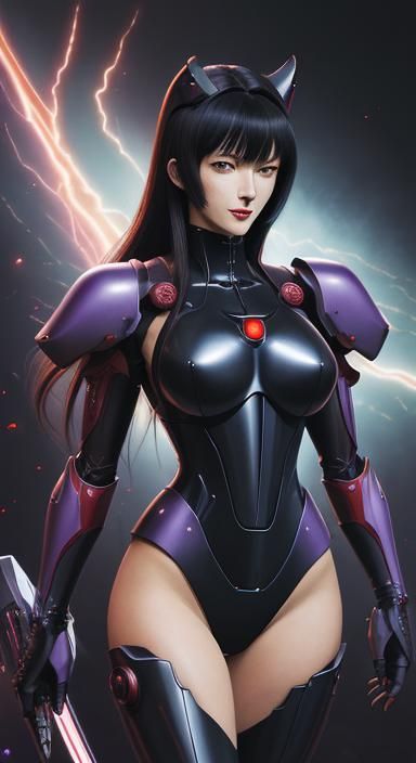 beautiful woman wearing a full body anime style nano machine...