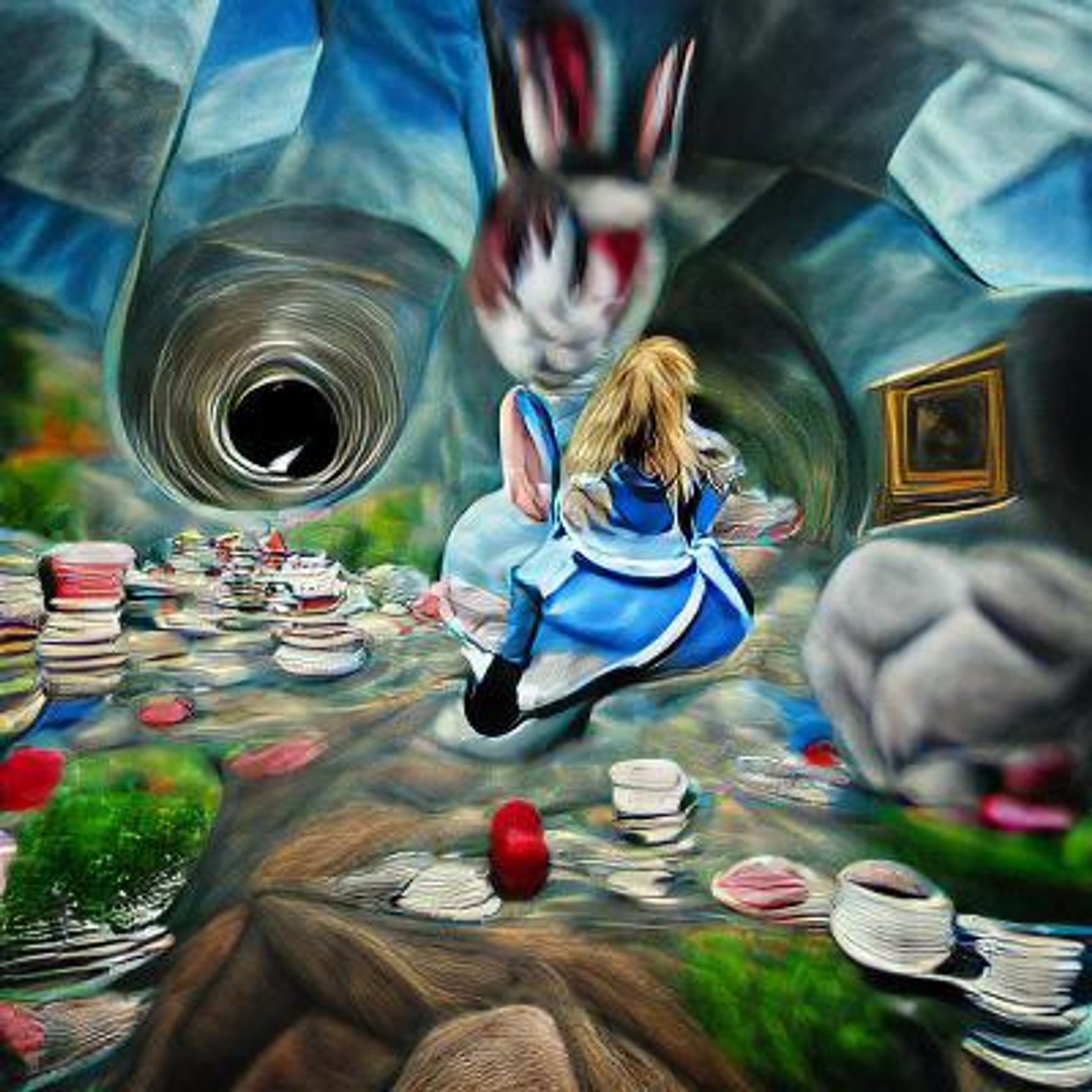 alice in wonderland rabbit hole illustration