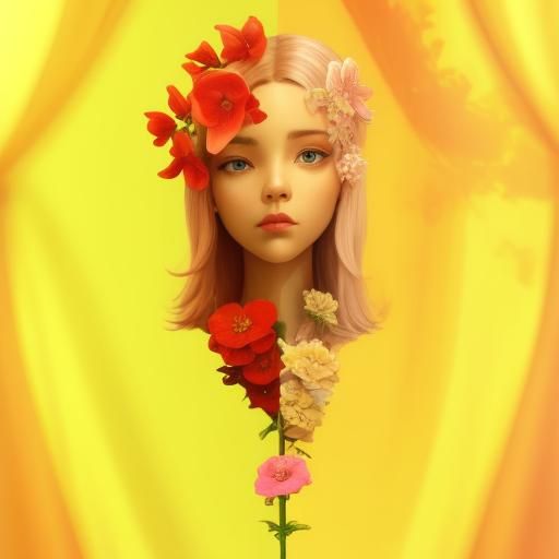 Abstract Floral Faces in Vibrant Deep Color