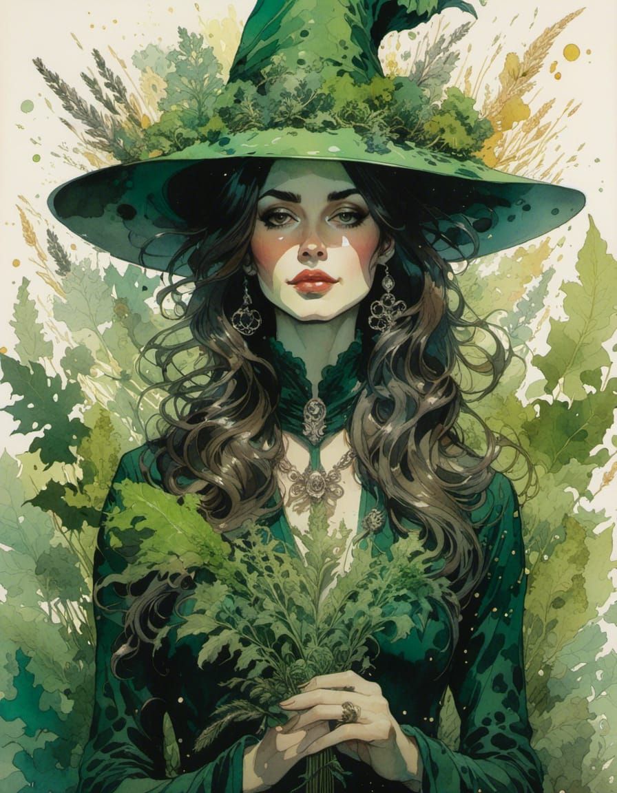 <lora:SparkleMix:1.0>  "full body portrait witch woman" Rorschach muted color ink watercolor full portrait somber on parchment coffee staine...