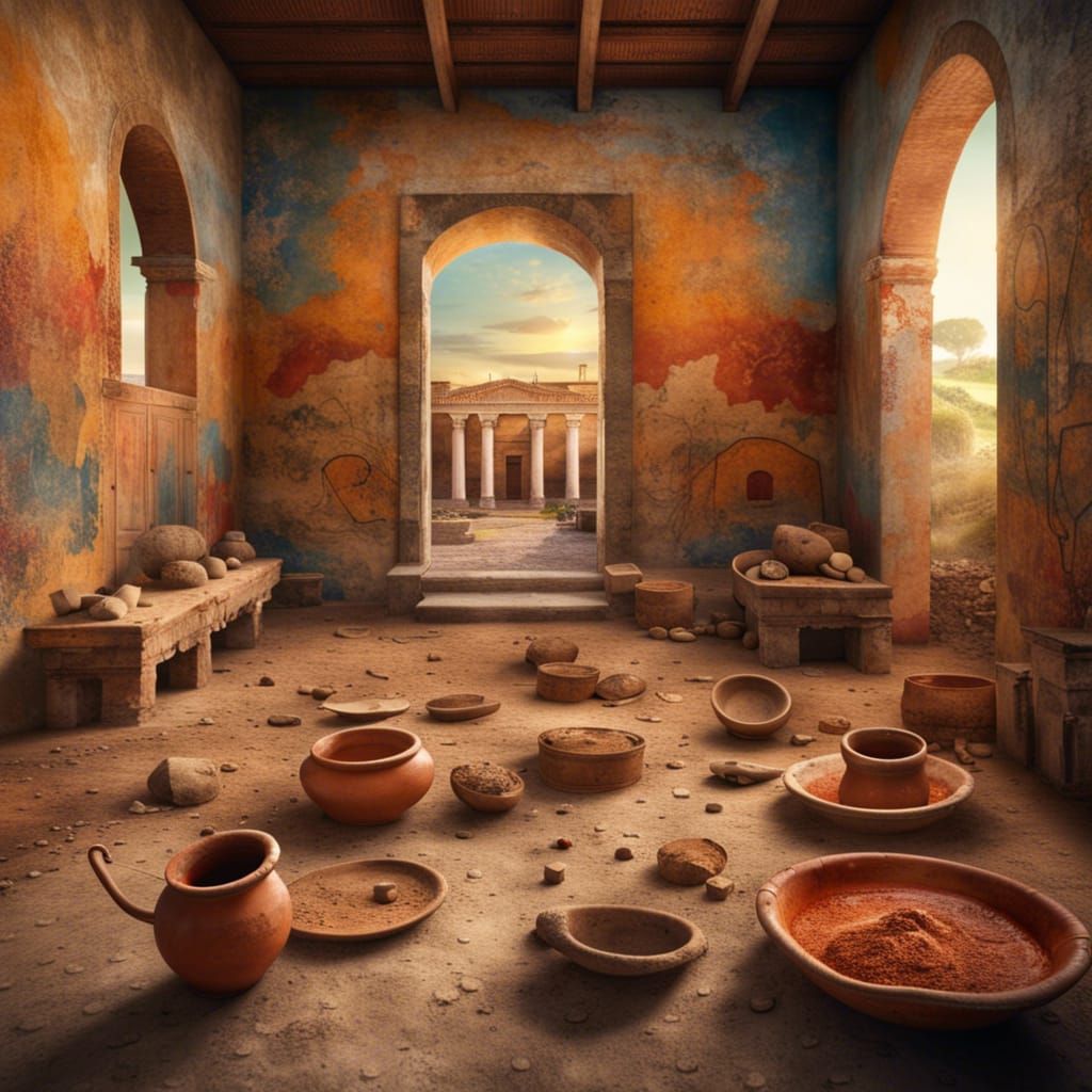 Archaeology excavation at an ancient roman house