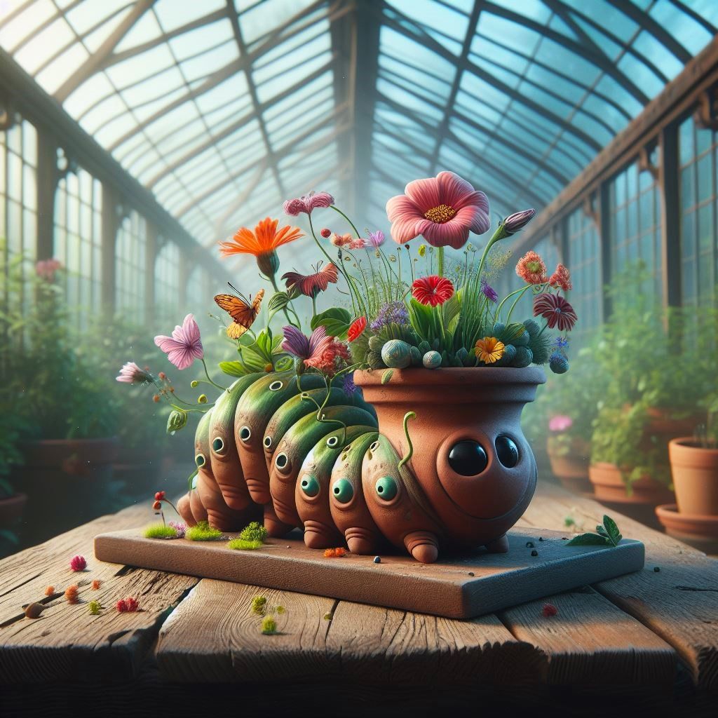 cute caterpillar flower pot
