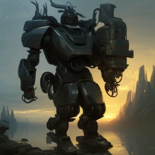 Futuristic Giant Robot - AI Generated Artwork - NightCafe Creator