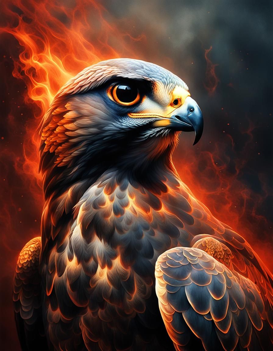 Flaming Falcon - AI Generated Artwork - NightCafe Creator