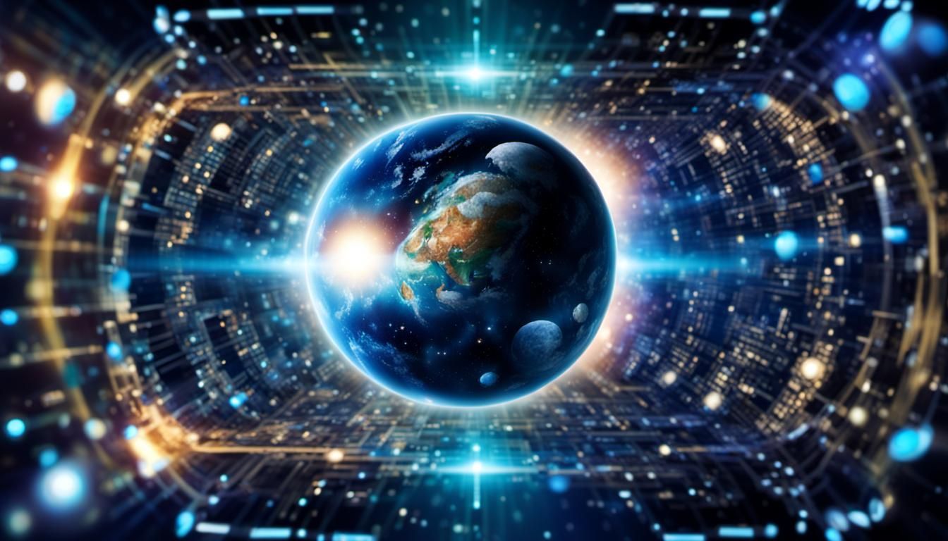 Scientific theory about the universe being a simulation, gli...