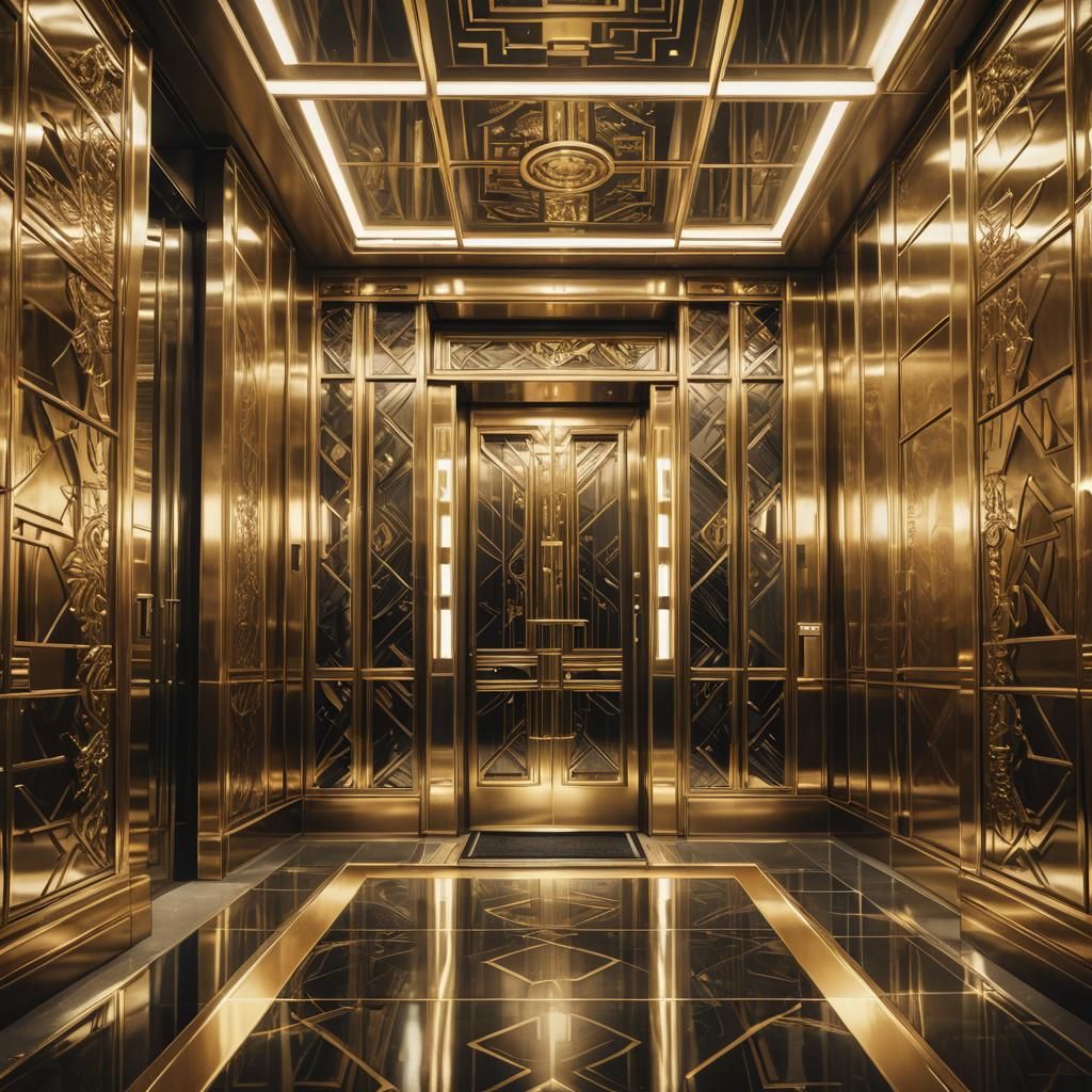 Surreal Infinite Elevator in Modern Skyscraper
