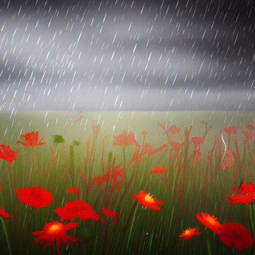 Wildflowers in the Rain