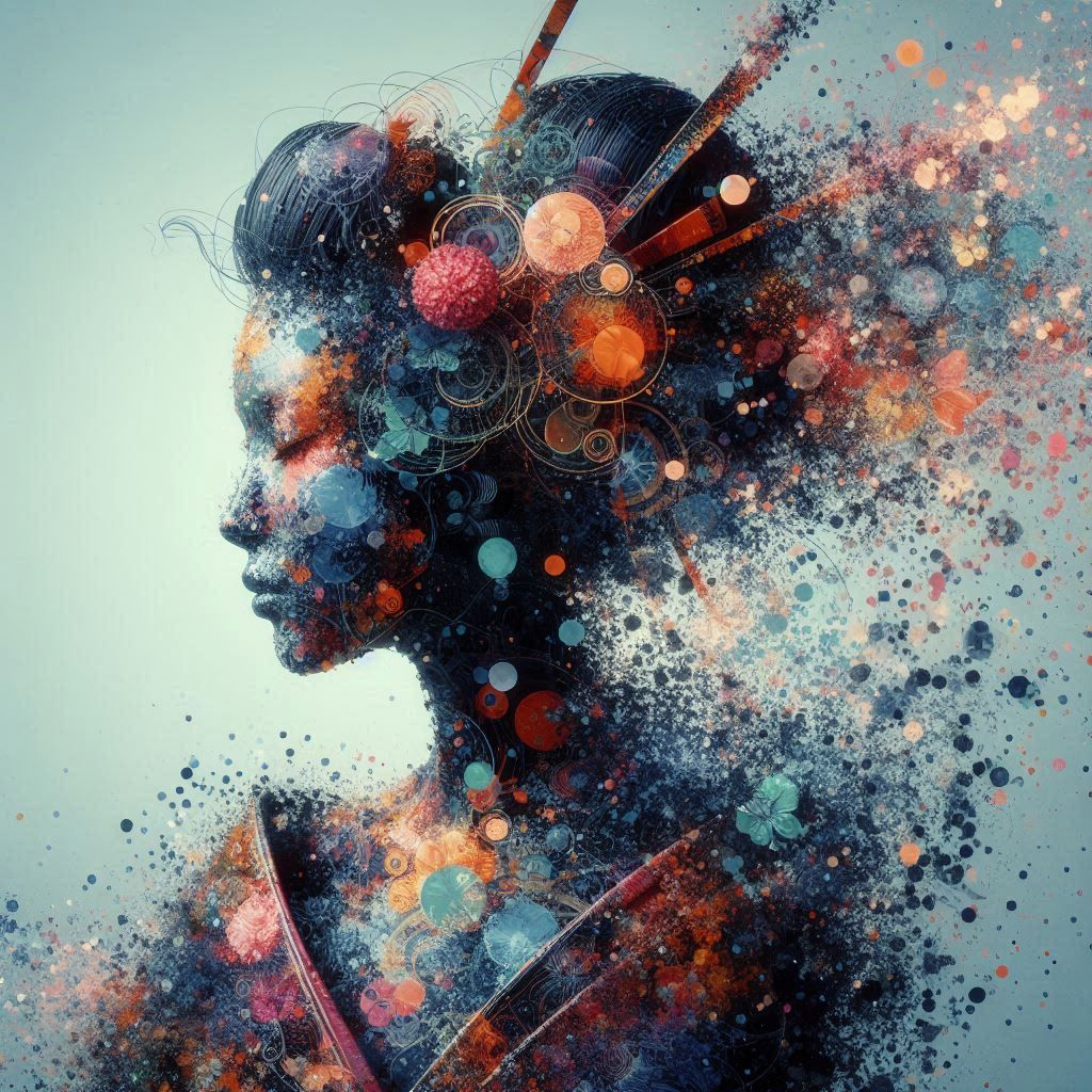 double exposure beautiful fantasy DALL-E 3 portrait landscape..