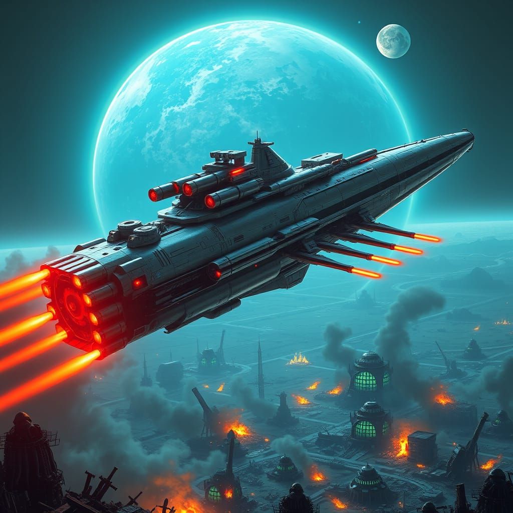 Earth Battlecraft exiting atmosphere after strafing run