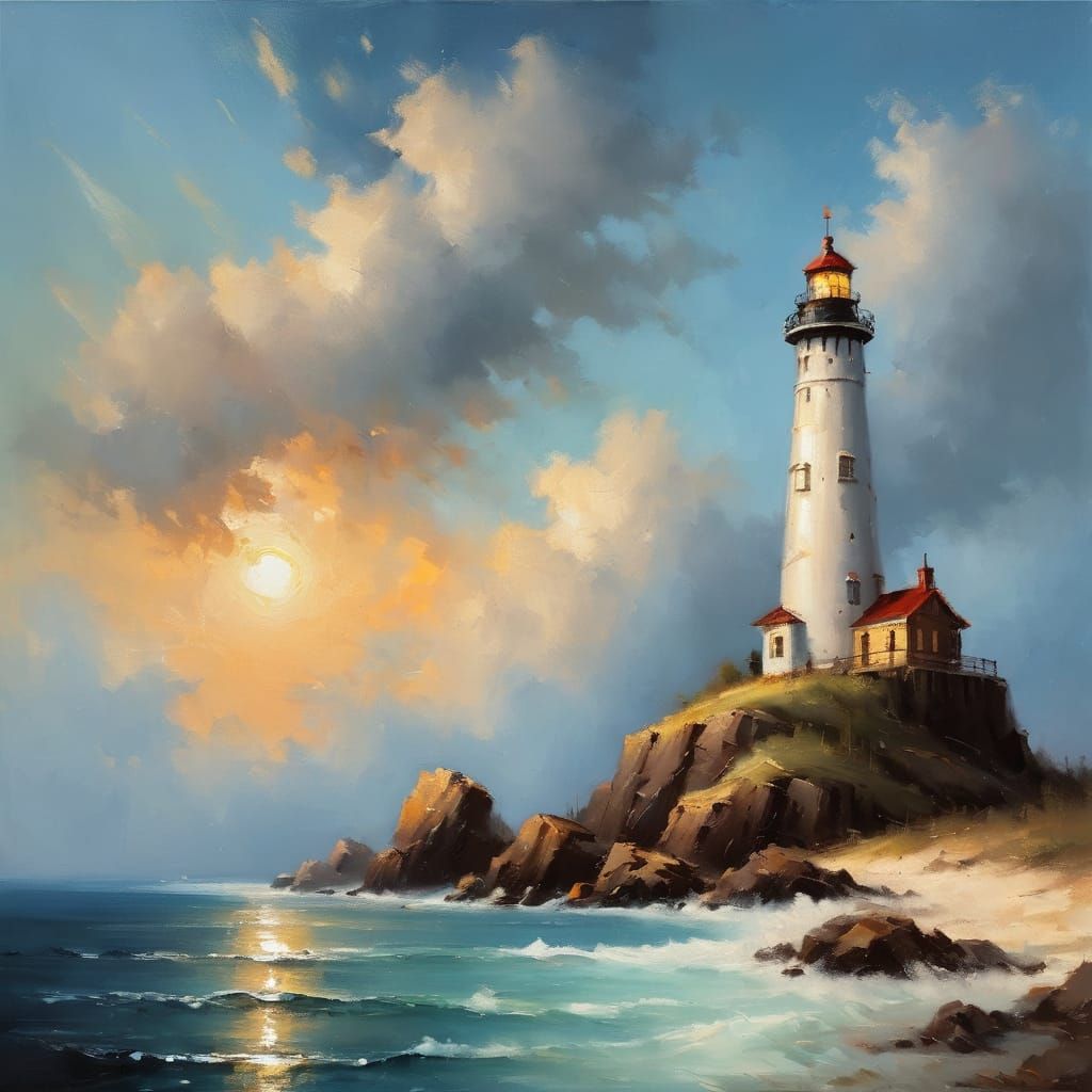 Oil pastel lighthouse