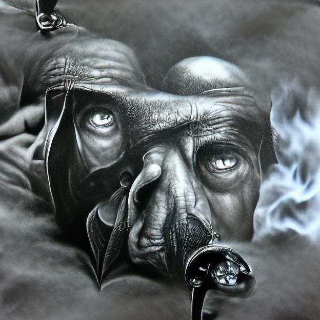 Black plague charcoal drawing detailed painting hyperrealism...