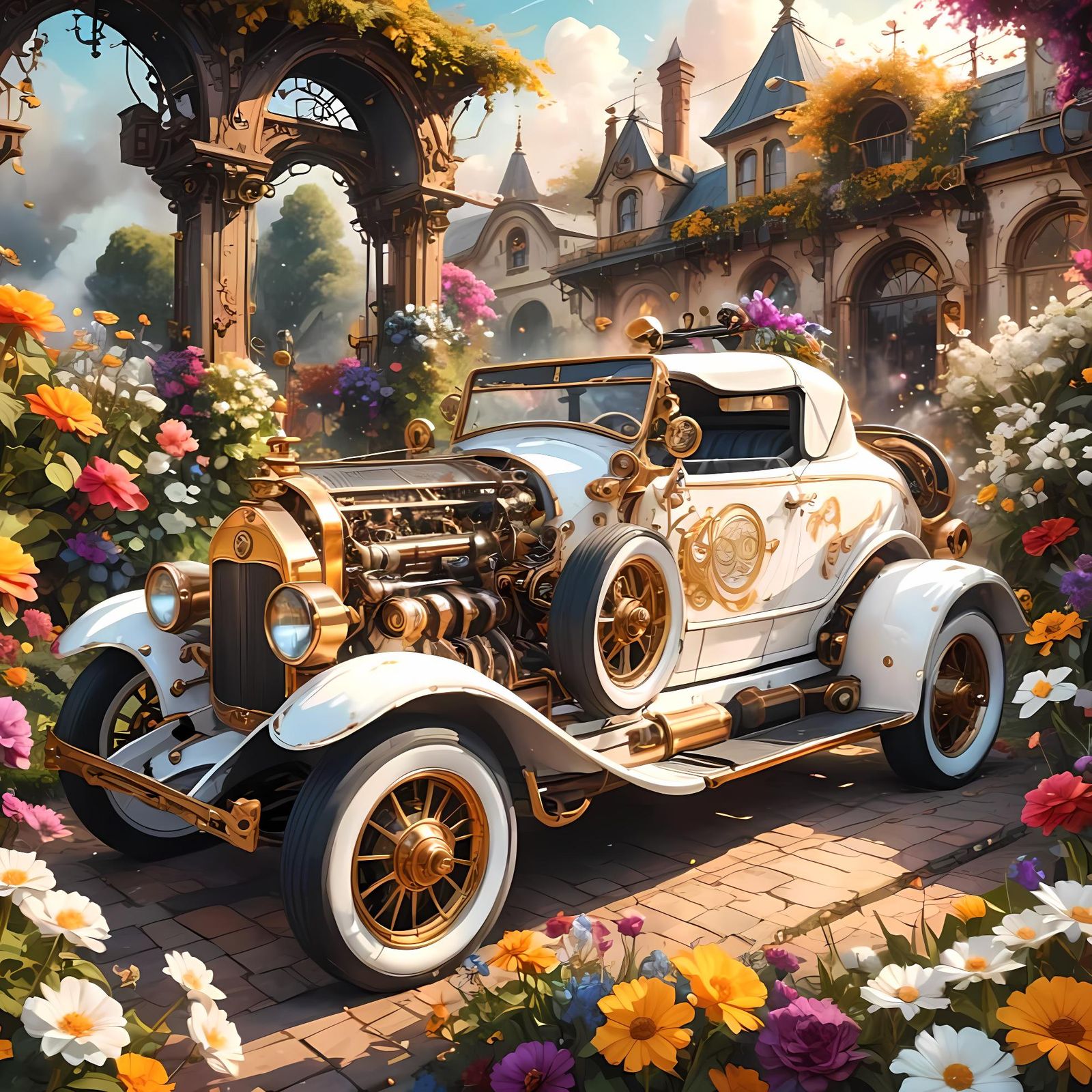 Elegant vintage white car  by @Anything-Goes