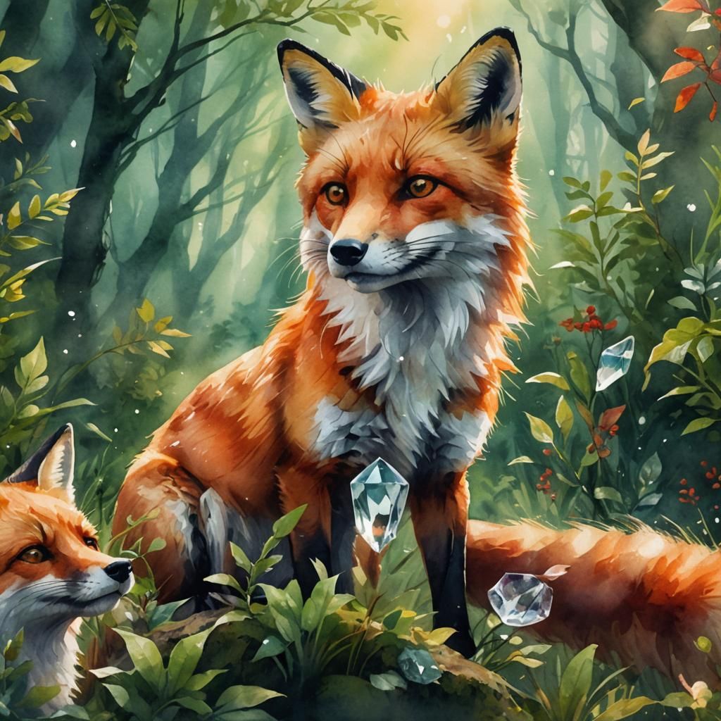 Watercolor red fox