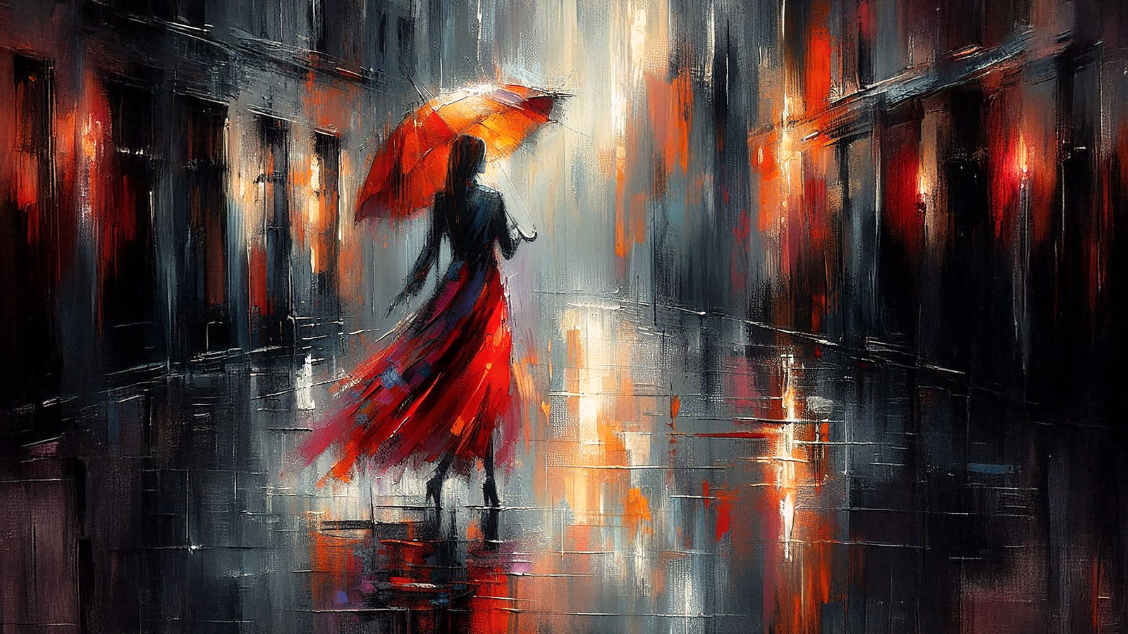 woman walking in the rain