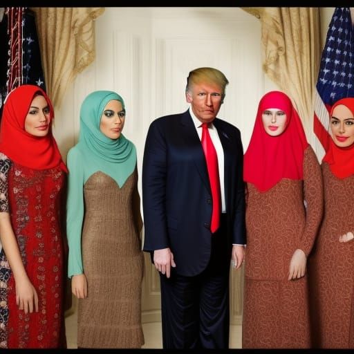 Donald Trump with his 4 muslim wives