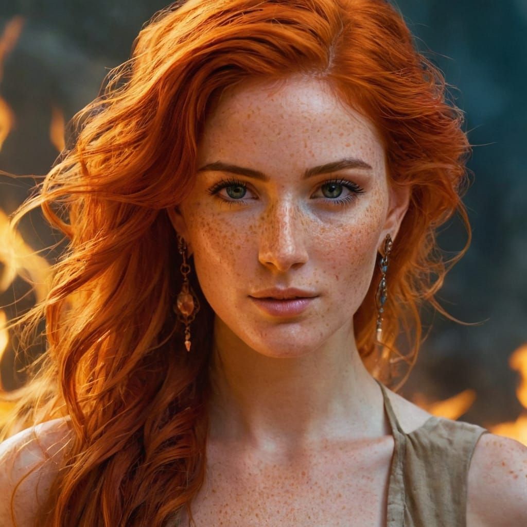 A fiery-haired sorceress
