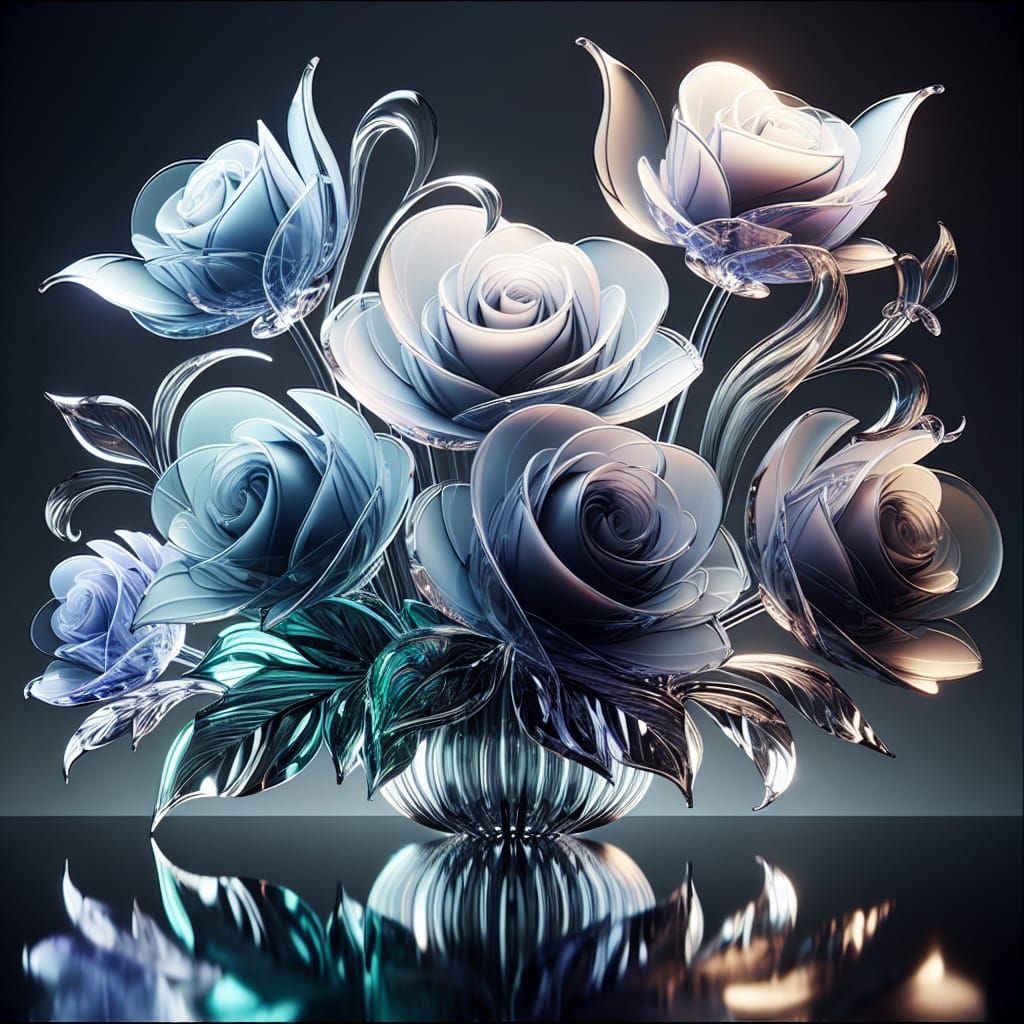 FROSTED GLASS ROSES 5