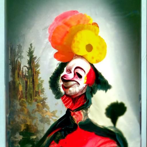portrait of a clown in Stephen Mackey art style