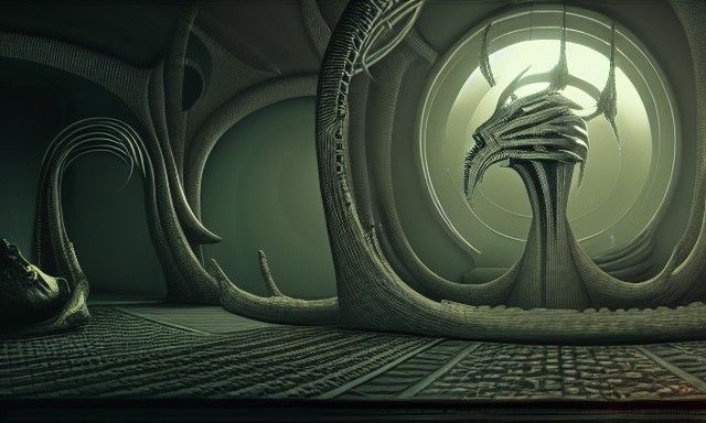 Sci-fi environment set in a nightmarish universe of odd form...