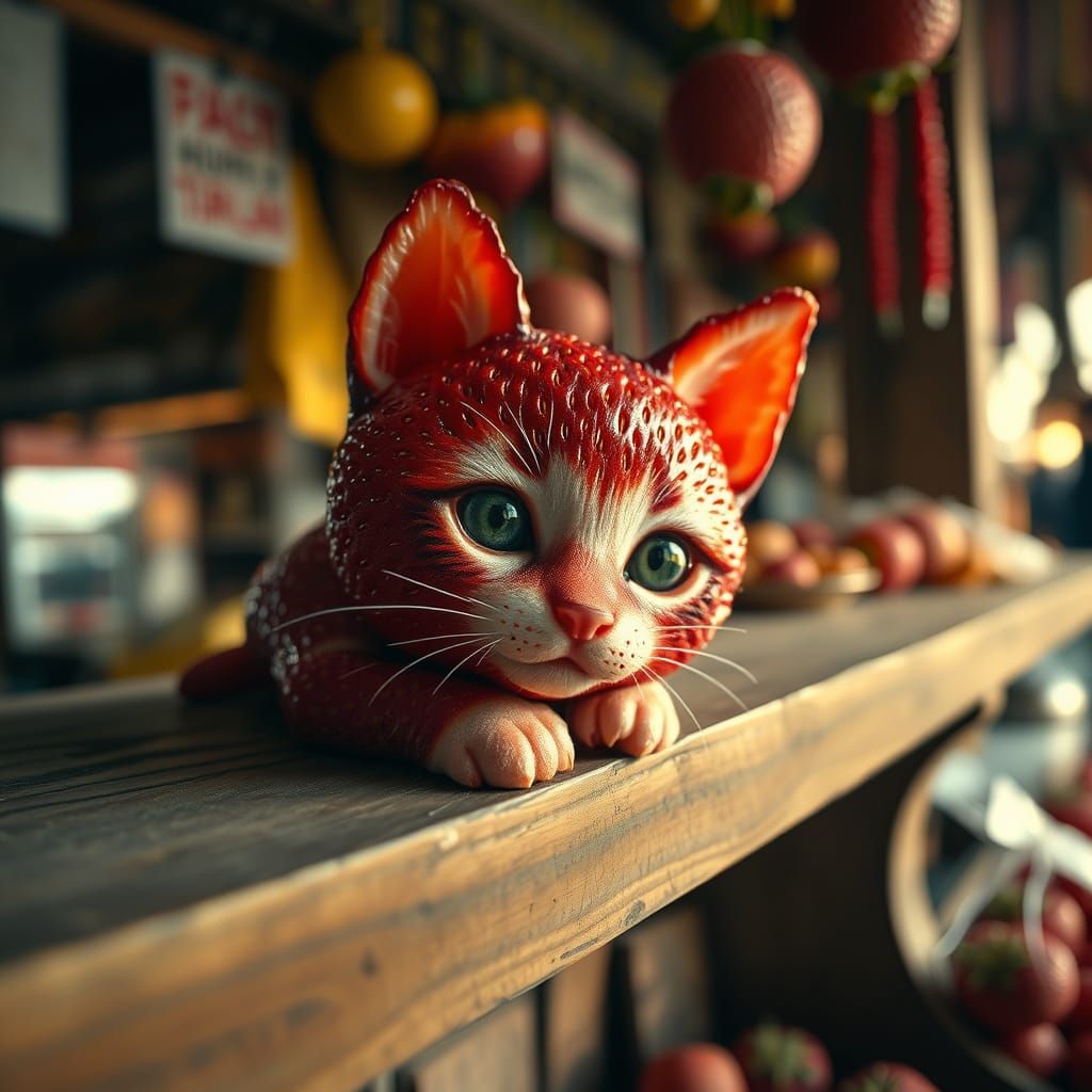 Strawberry Kitten in Warm Light