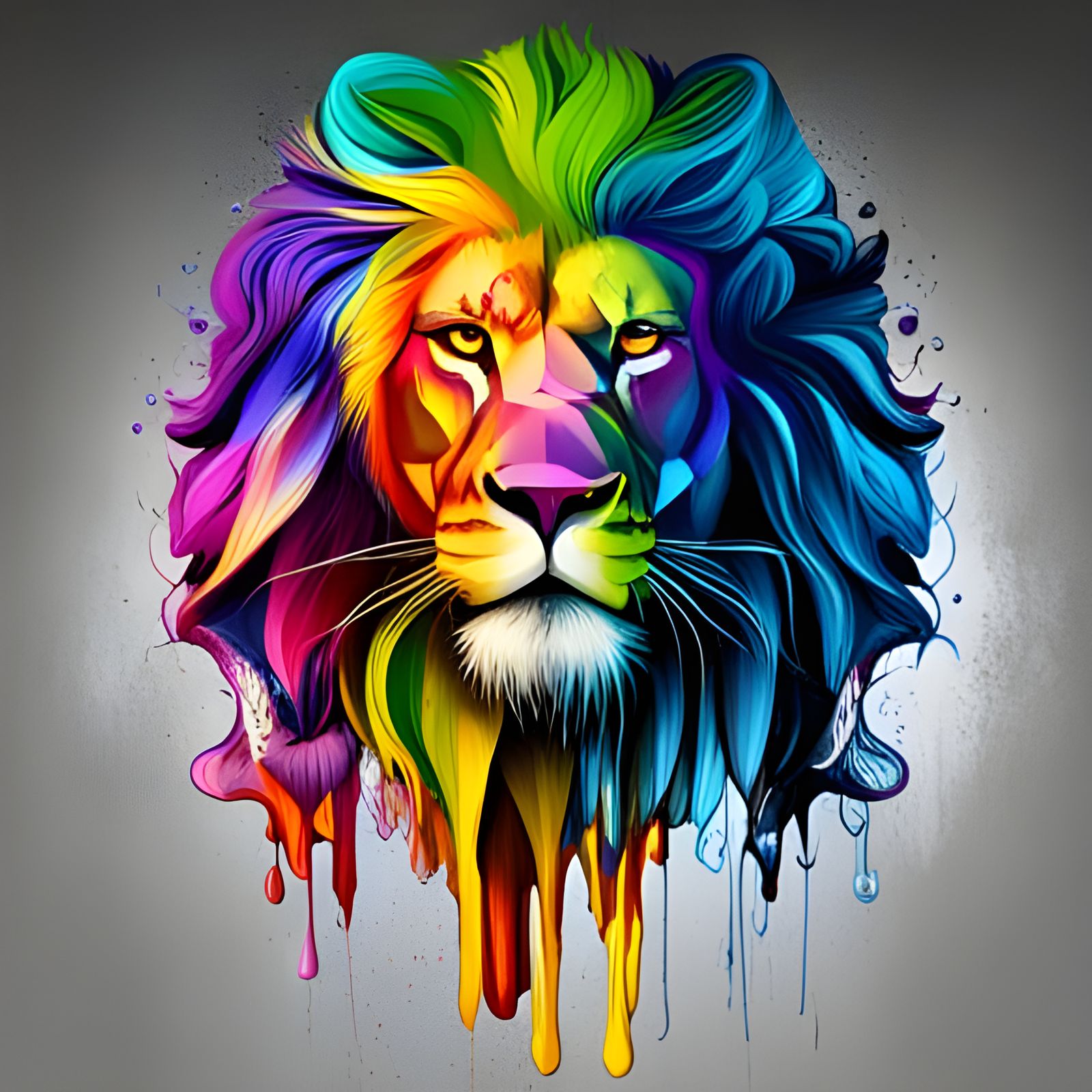 paint drip lion - AI Generated Artwork - NightCafe Creator