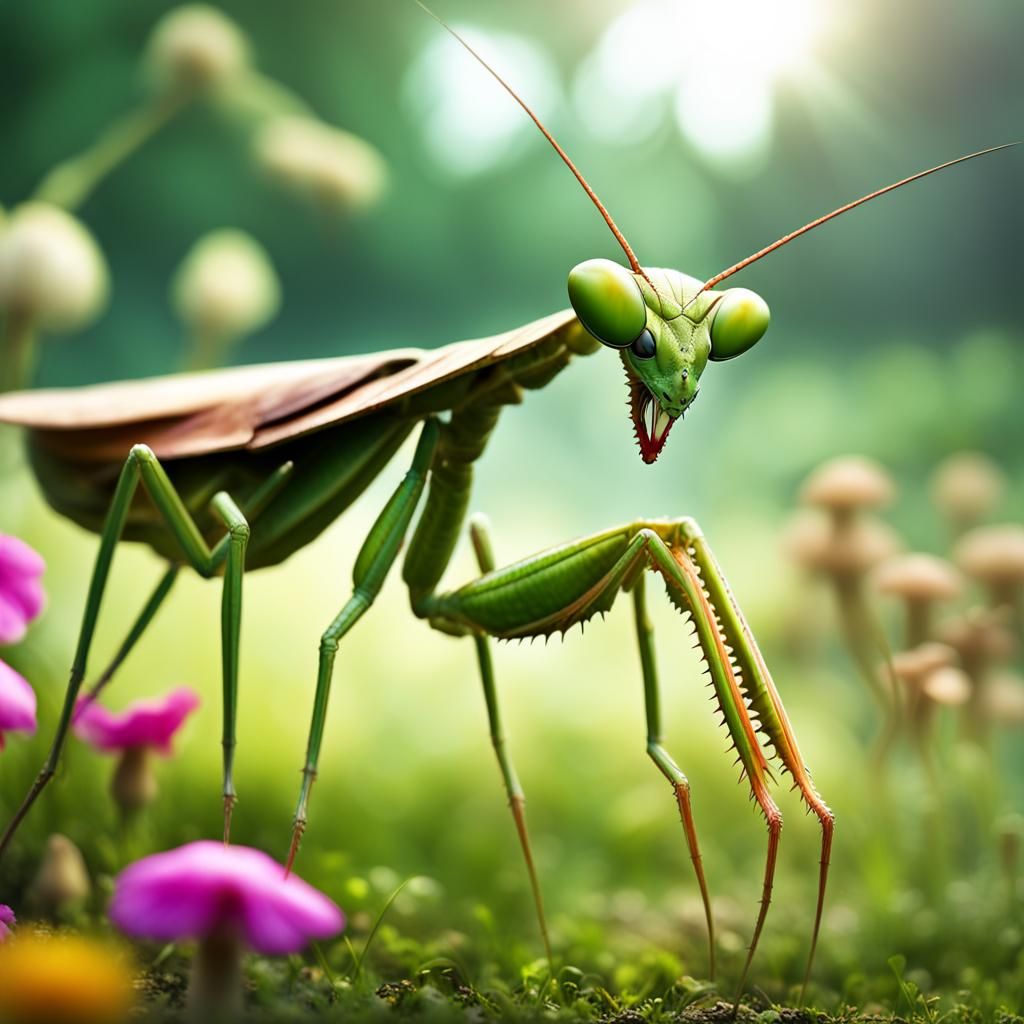 Premium Photo | Orchid mantis on water with black background