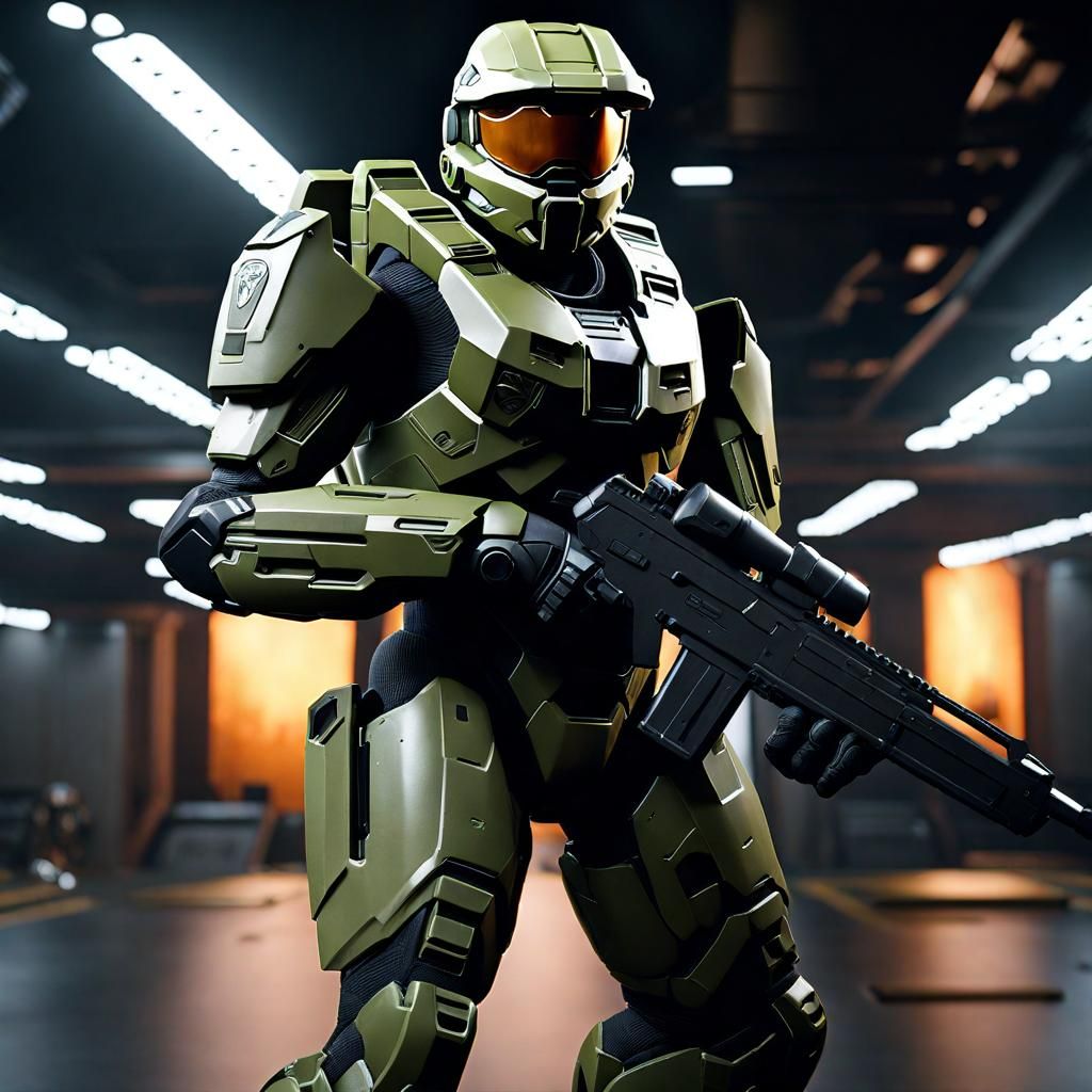 masterchief in a unsc base - AI Generated Artwork - NightCafe Creator