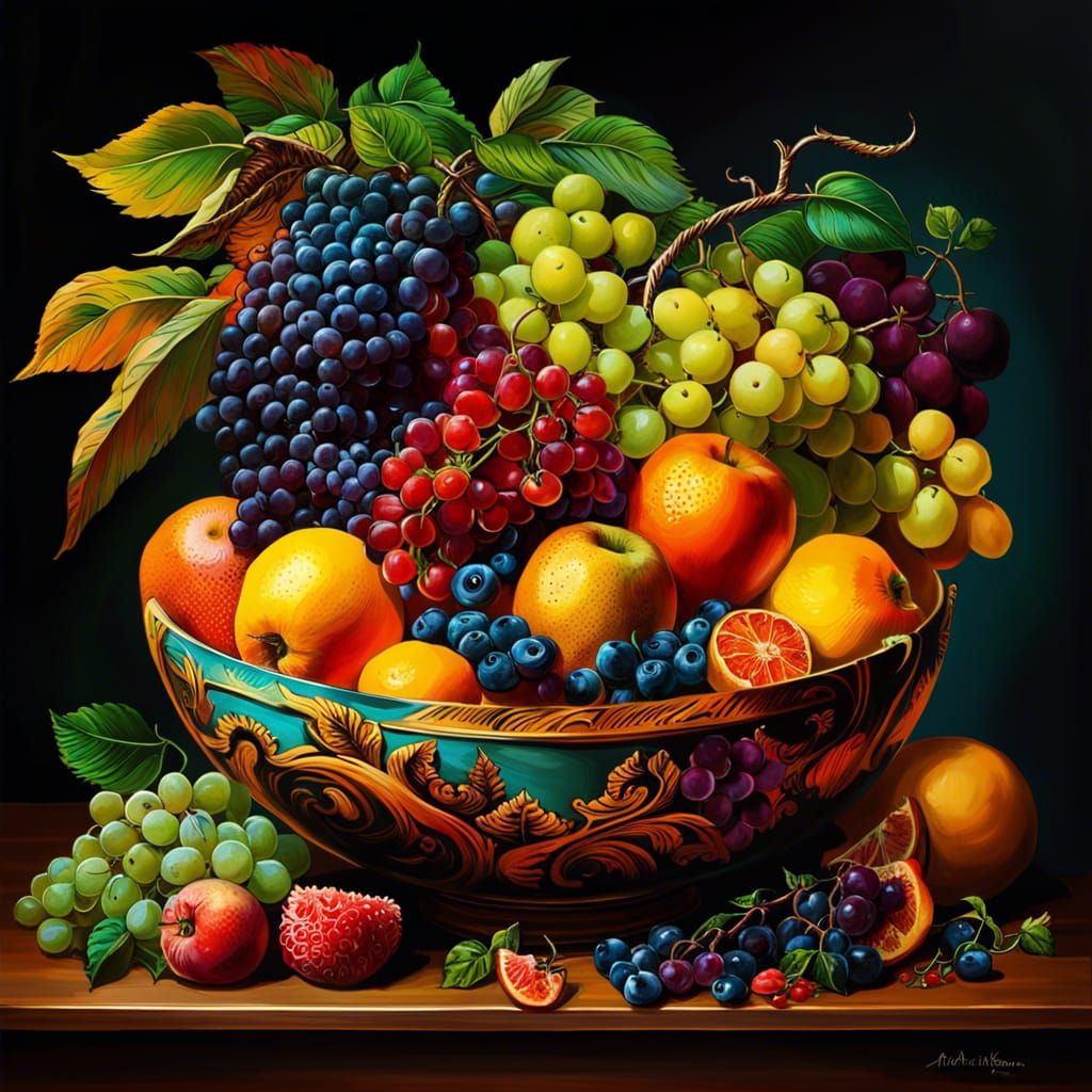 Still Life: Fruit Bowl - AI Generated Artwork - NightCafe Creator