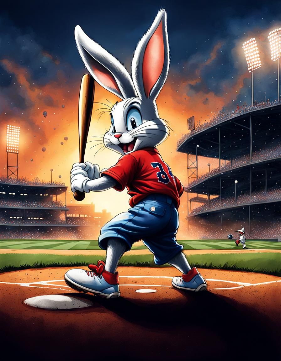 Bugs Bunny playing for the Carrot Crushers AI Generated Artwork