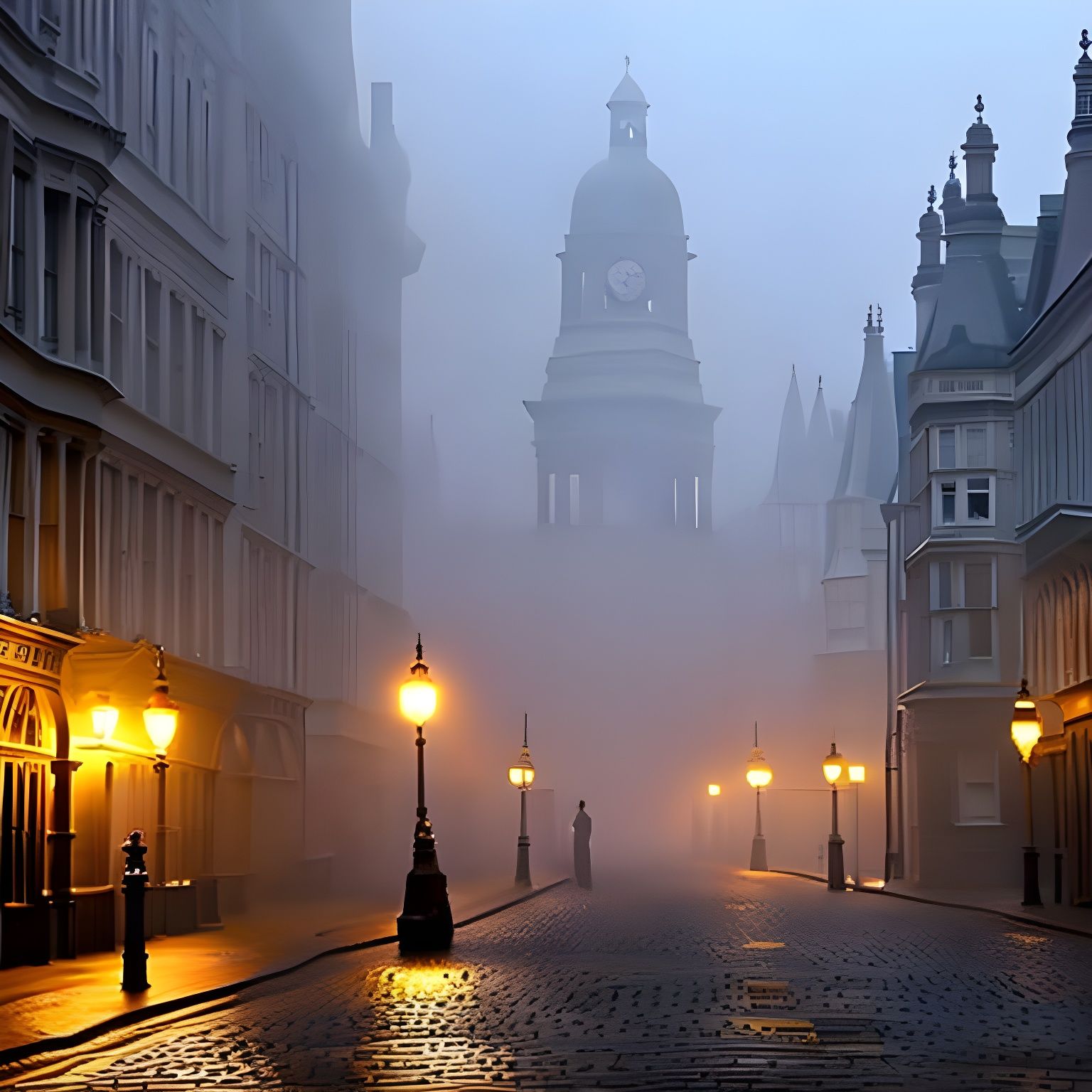 Street view of Victorian London at night  by @Mike Ritchie