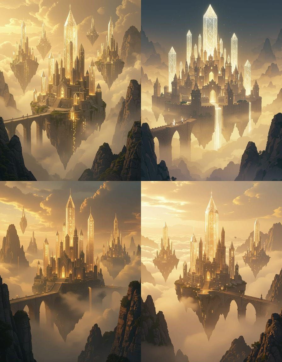 Floating Crystalline Kingdom Fantasy Landscape