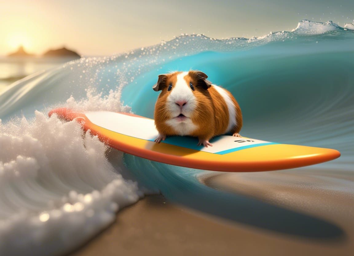 Guinea Pig Surfing - AI Generated Artwork - NightCafe Creator