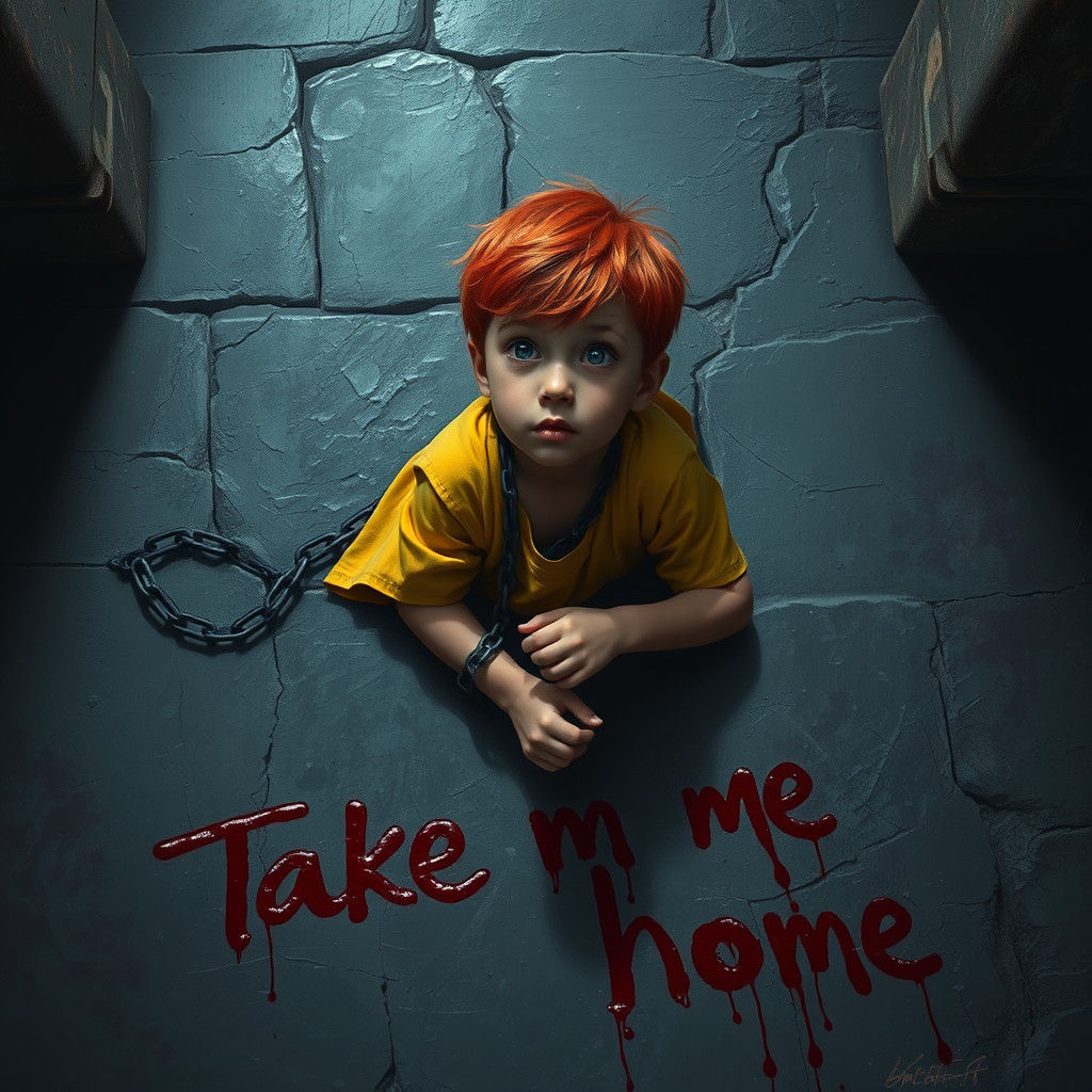 Chained Boy's Plea: A Dark Fantasy Scene