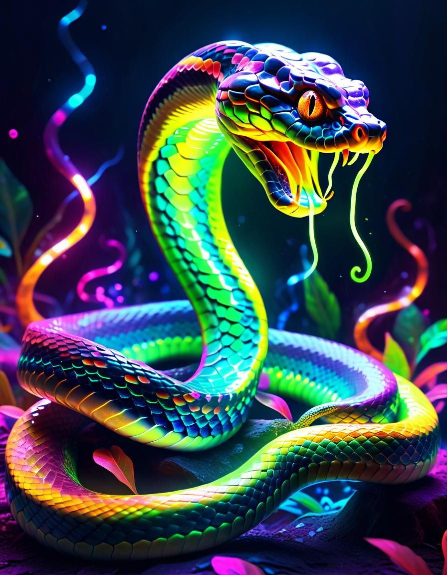 neon snake - AI Generated Artwork - NightCafe Creator