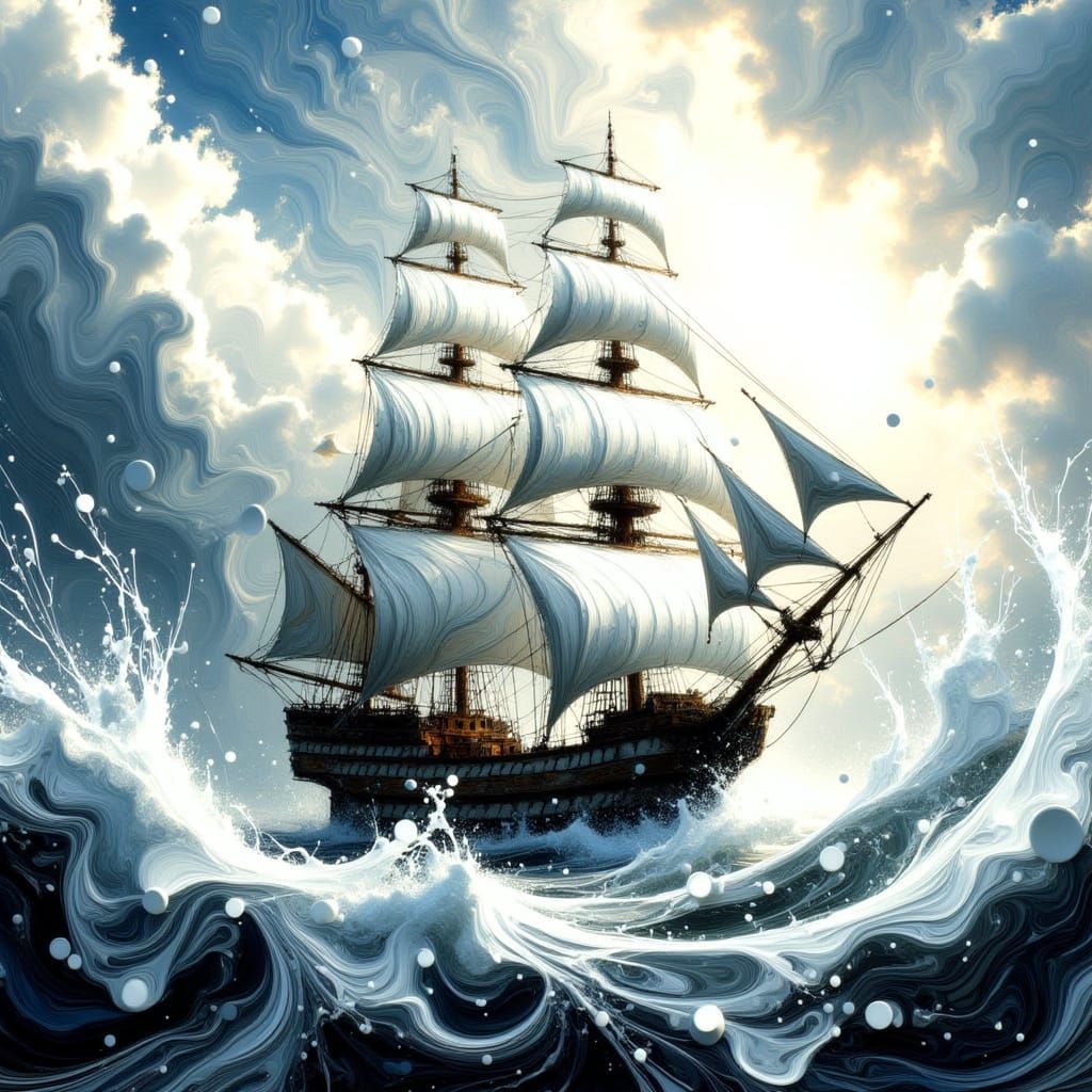 Pirate ship in the style of <lora:JPO:1.0>