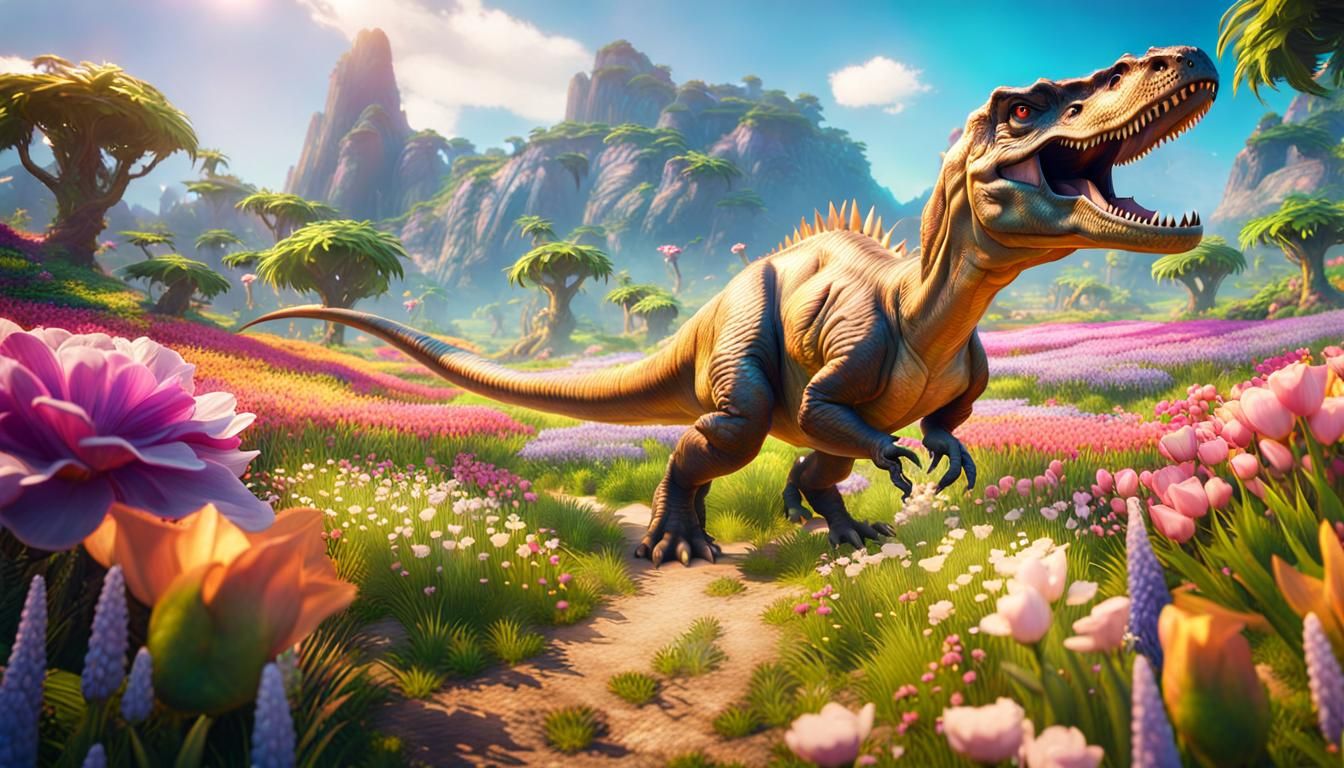 Dino World spring fling - AI Generated Artwork - NightCafe Creator