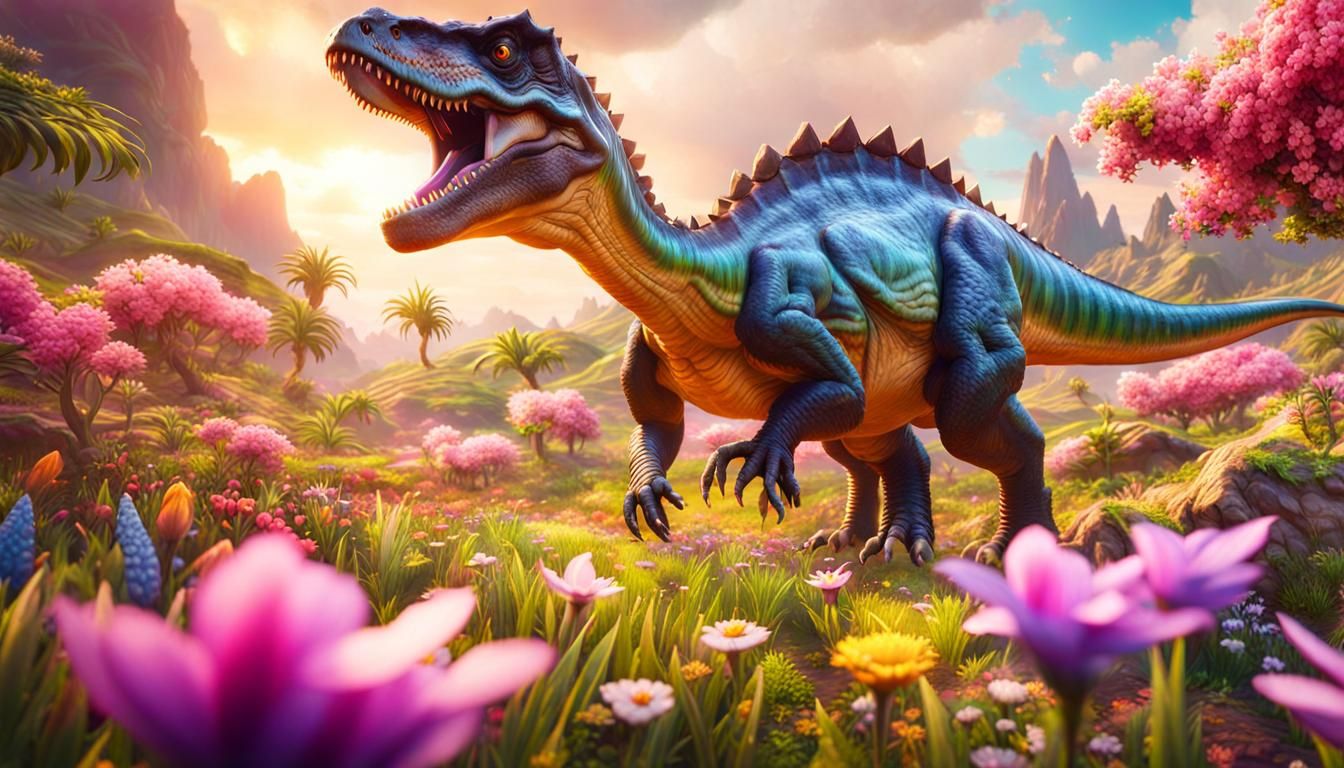 Dino World spring fling - AI Generated Artwork - NightCafe Creator